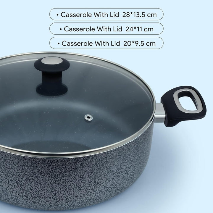DELICI Cookware Set Non Stick 10 pcs Black IMACS10HE - Salman Stores
