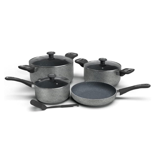 DELICI Cookware Set Non Stick 8 pcs Black IMACS8HE - Salman Stores