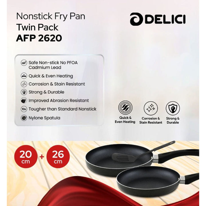 DELICI Frypan Set Non Stick 20 and 26 cm Black IMAFP2620 - Salman Stores