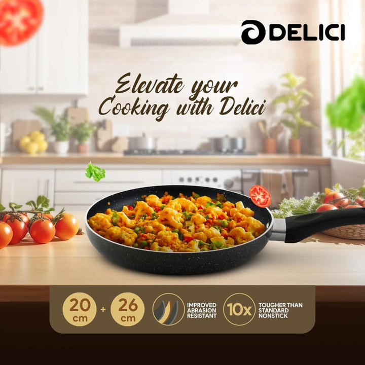 DELICI Frypan Set Non Stick 20 and 26 cm Black IMAFP2620 - Salman Stores