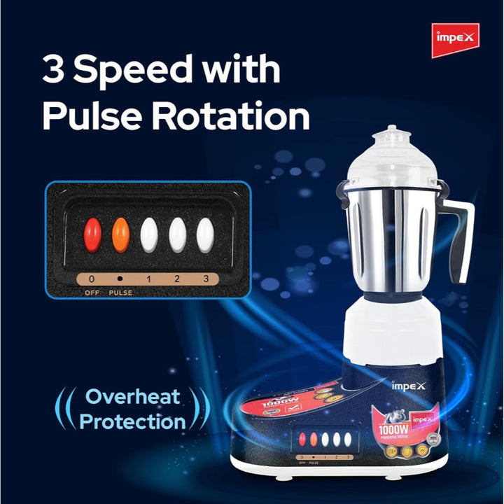 Impex Mixer Grinder 4 in 1 Black 1000 W IMBL1004 - Salman Stores