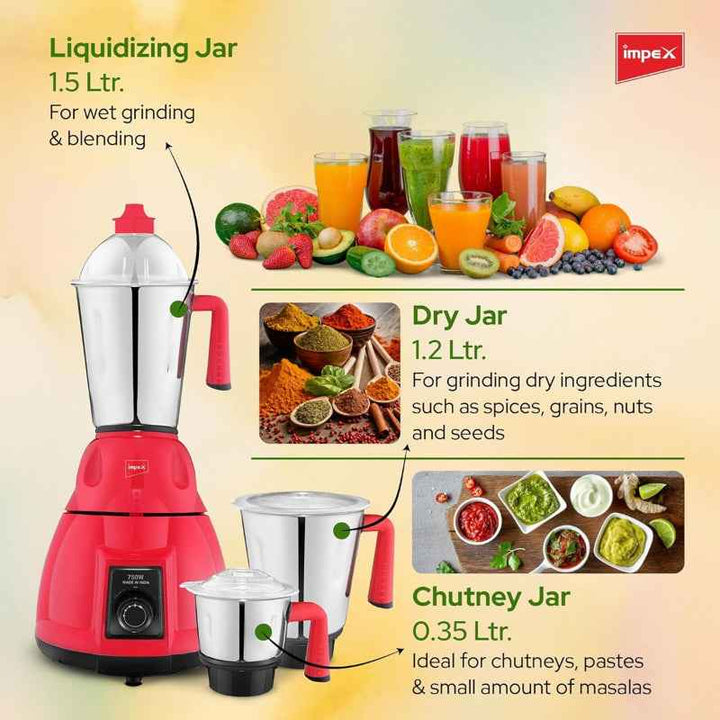 Impex Blender 3 In 1 Mixer Grinder 750W BL 320 C