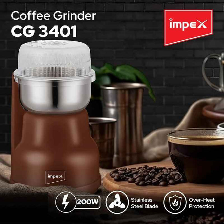 Impex Coffee Grinder 200W Brown IMCG3401