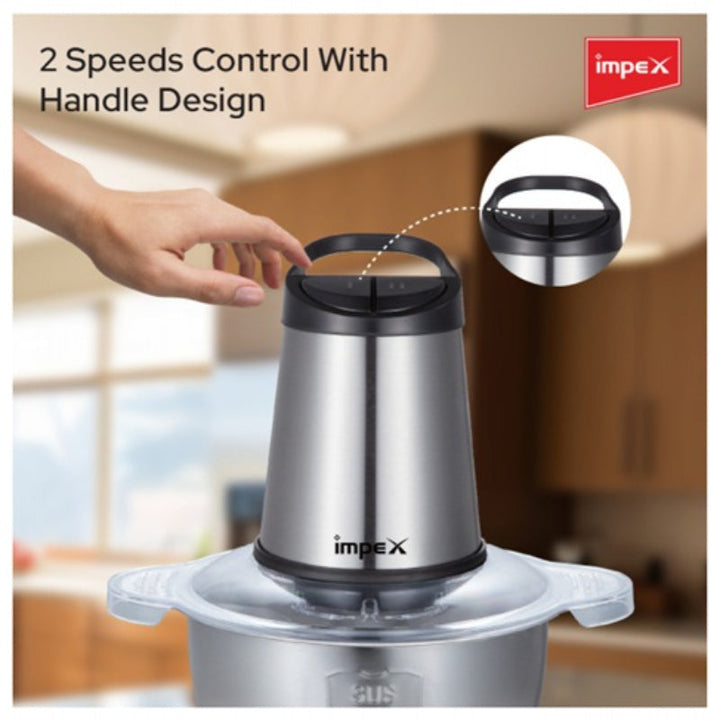 Impex Food Chopper Stainless Steel 2 Liter 350 W IMFC3202 - Salman Stores