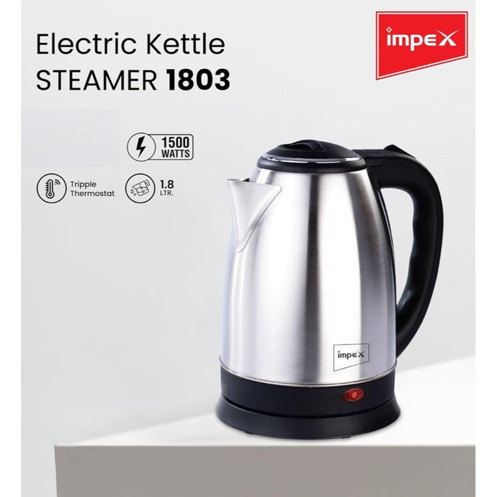 Impex Electric Kettle 1.8 Litre 1500 W Silver IMSTMR1803 - Salman Stores