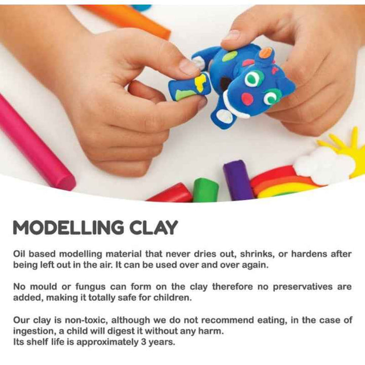 Kiddy Clay Modelling Clay 550gm 7 Colors, 7 Molds KC-PX-550-7+7SM