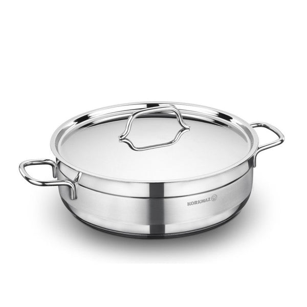 Korkmaz Low Casserol Stainless Steel Alfa 30cm/ 7 Liter KOR1030 - Salman Stores