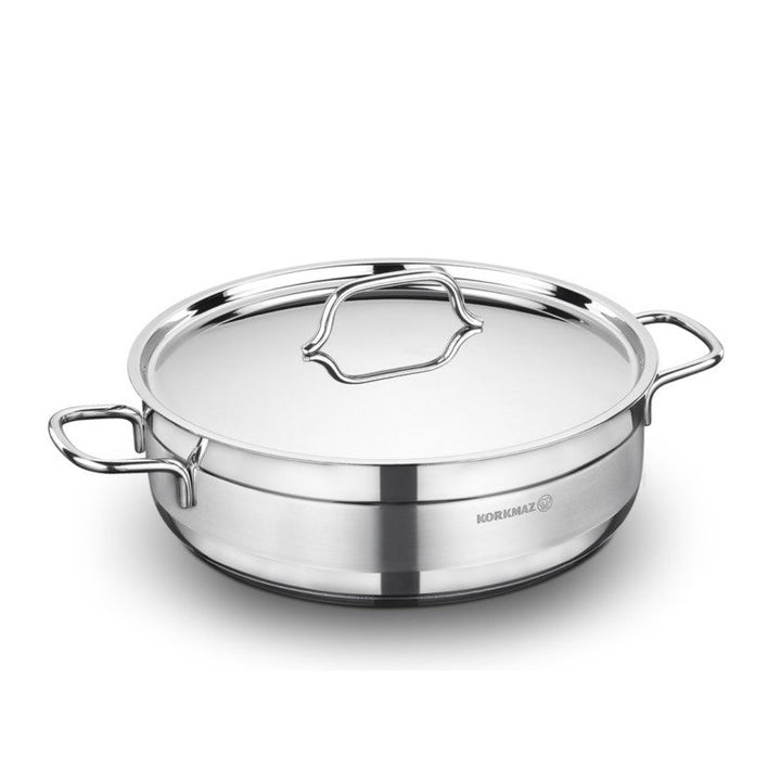 Korkmaz Low Casserol Stainless Steel Alfa 30cm/ 7 Liter KOR1030 - Salman Stores
