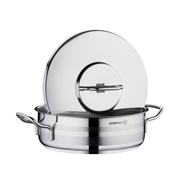Korkmaz Low Casserole Stainless Steel Astra2 24cm - Salman Stores