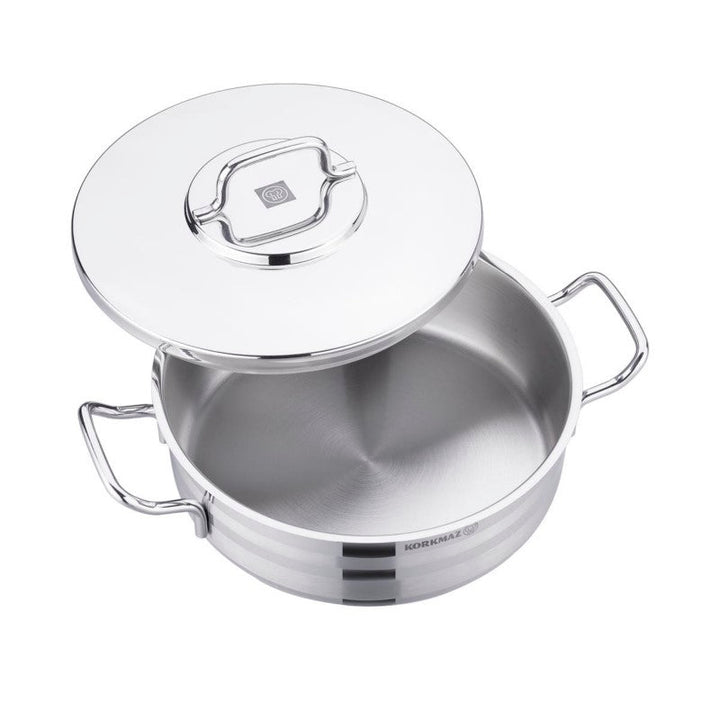 Korkmaz Low Casserole Stainless Steel Astra2 24cm - Salman Stores