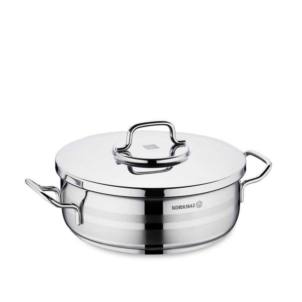 Korkmaz Low Casserole Stainless Steel Astra2 24cm - Salman Stores