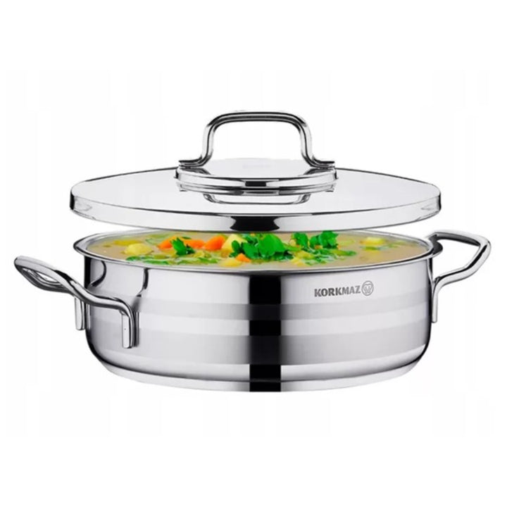Korkmaz Low Casserole Stainless Steel Astra2 26cm KOR2035 - Salman Stores