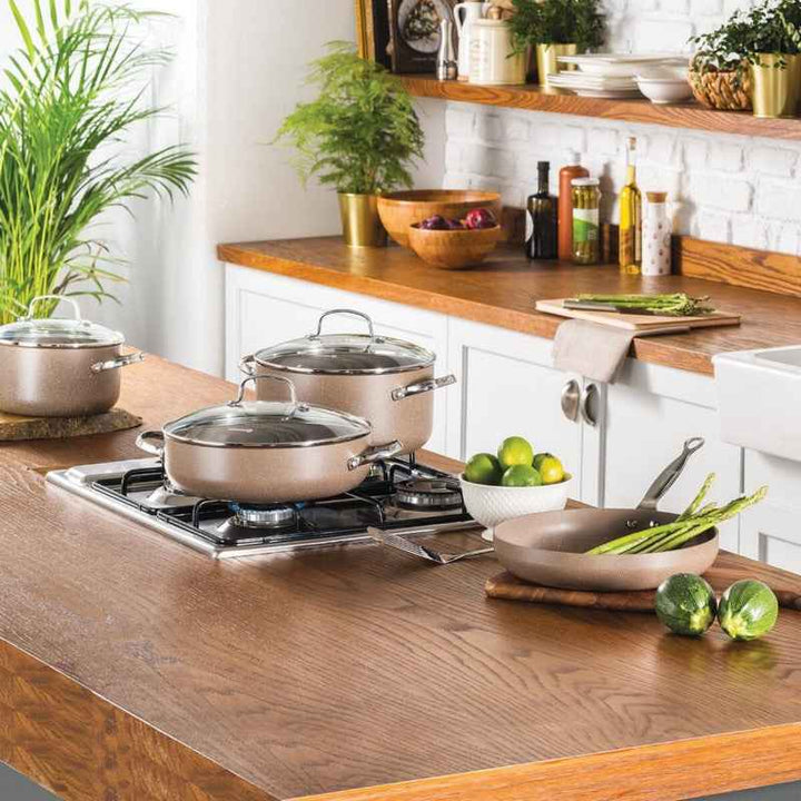Korkmaz Cookware Set Granite Browni 7 Pcs KOR2900CW