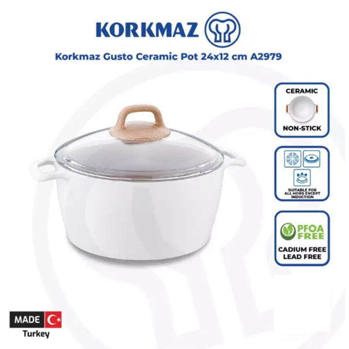 Korkmaz Ceramic Casserole Gusto 24x12cm KOR2979 - Salman Stores