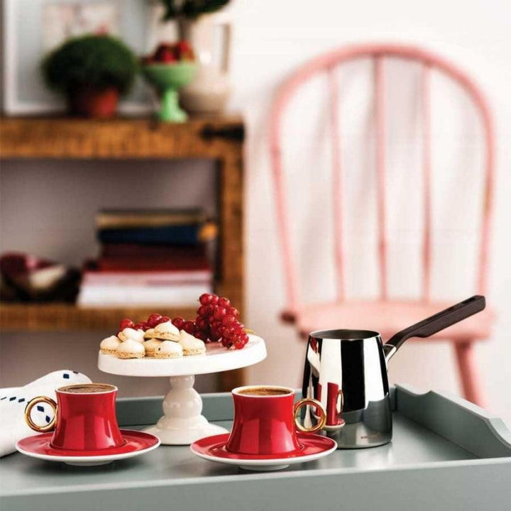 Korkmaz Turkish Coffee Cup Set Red 12pcs - Salman Stores
