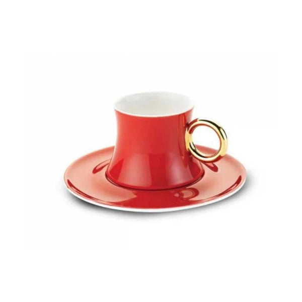 Korkmaz Turkish Coffee Cup Set Red 12pcs - Salman Stores