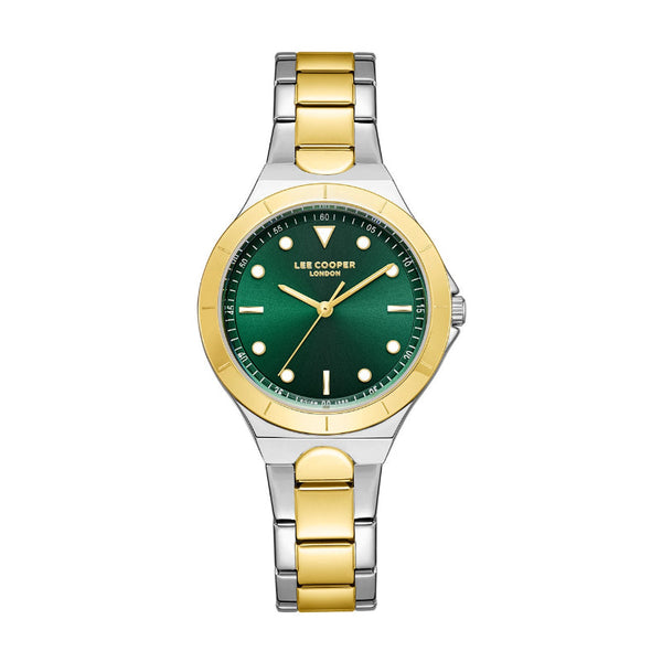 Lee Cooper Women Silver and Gold Stainless Steel Analog Green Dial Watch LC07999270 - Salman Stores