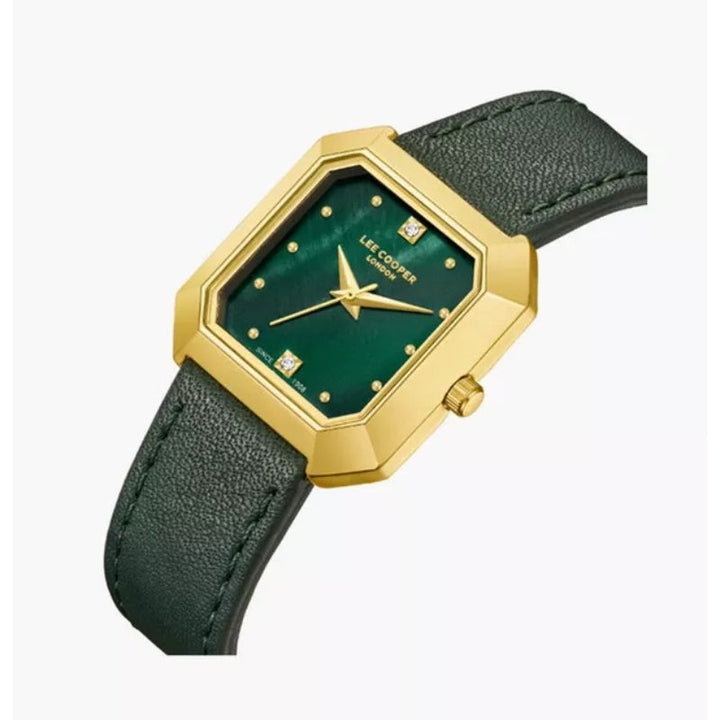 Lee Cooper Women Black Leather Analog Green Dial Watch LC08028175 - Salman Stores