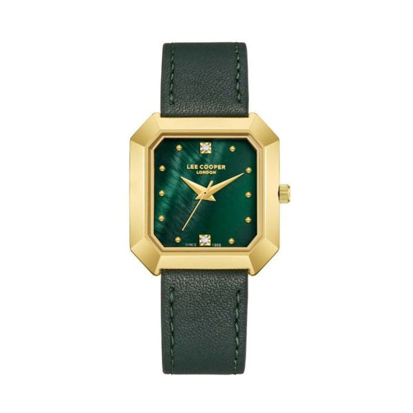 Lee Cooper Women Black Leather Analog Green Dial Watch LC08028175 - Salman Stores
