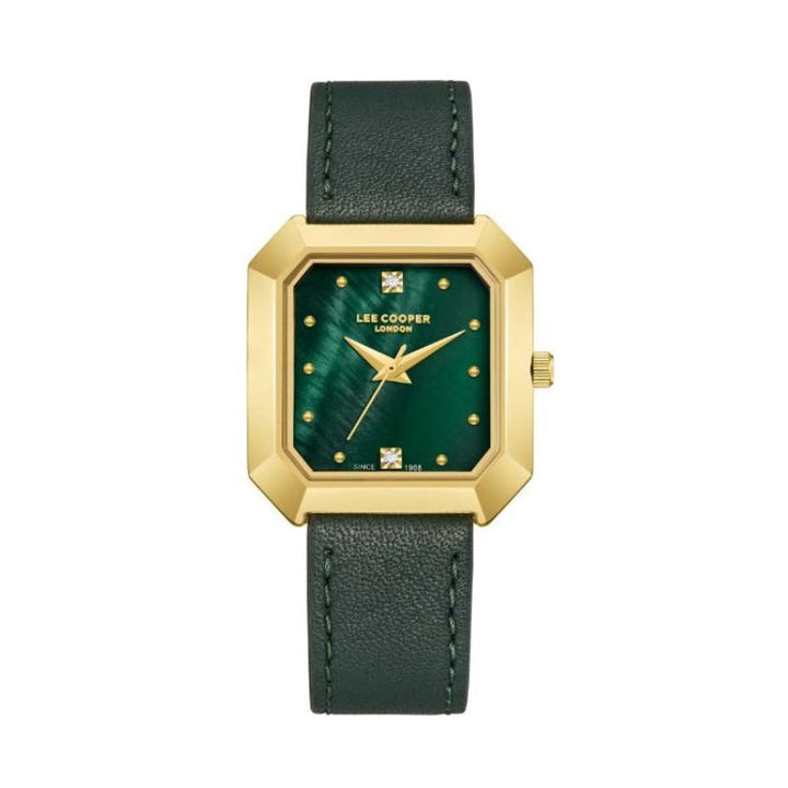 Lee Cooper Women Black Leather Analog Green Dial Watch LC08028175 - Salman Stores