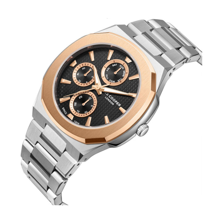 Lee Cooper Men Silver Stainless Steel Analog Black Dial Watch LC08047550 - Salman Stores