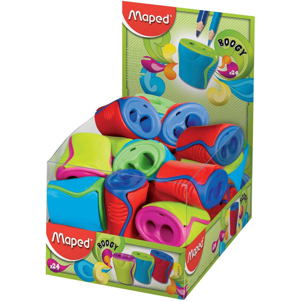 Maped Boogy 2 Hole Canister Pencil Sharpener Box of 24 in Assorted Colours MD-062211