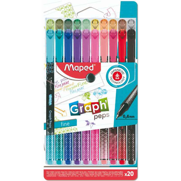 Maped Graph'Peps Fineliner Deco 0.4mm Pack of 20 MD-749051