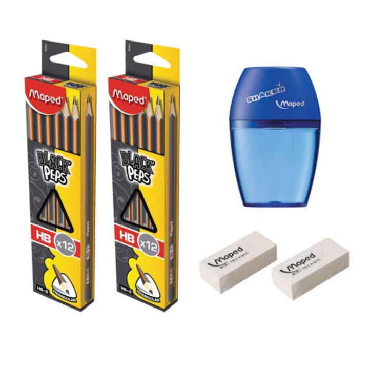 Maped BlackPeps Pencil 2 Box with Sharpener and Eraser MDP-VP-039