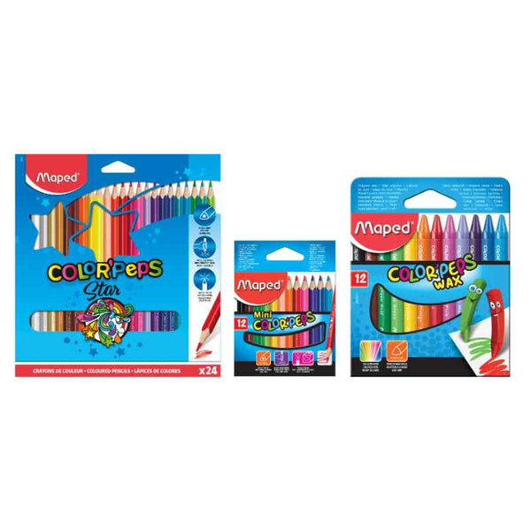 Maped Color Peps 24 Color Pencil with Mini 12 Color Pencil and 12 Wax Crayons MDP-VP-101