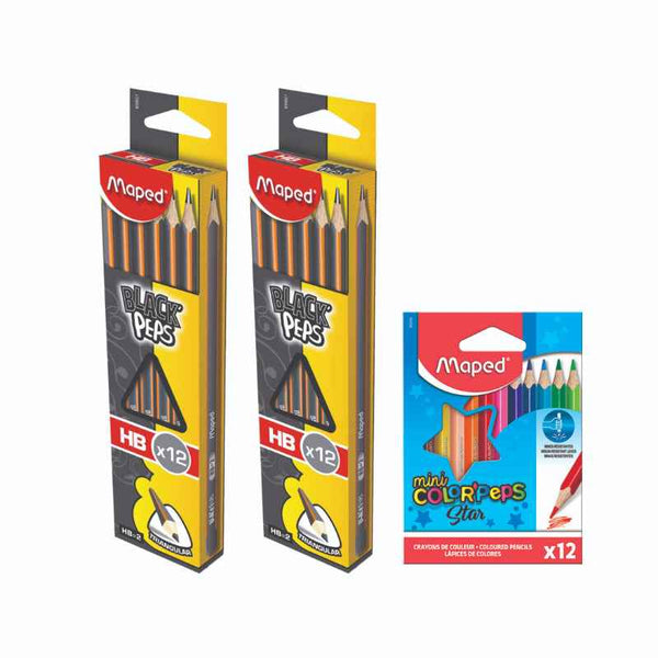 Maped 12 Color Pencil Mini with Black Peps HB Pencil 2 Box MDP-VP-103