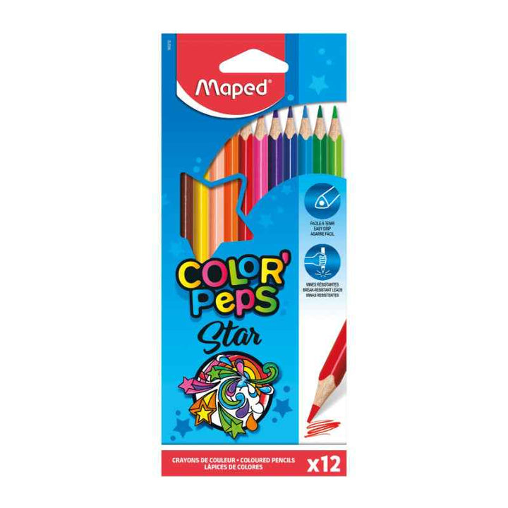 Maped Color Peps 12 Color Pencil with Study Geometry Set and Ruler 15cm Twist n Flex MDP-VP-145