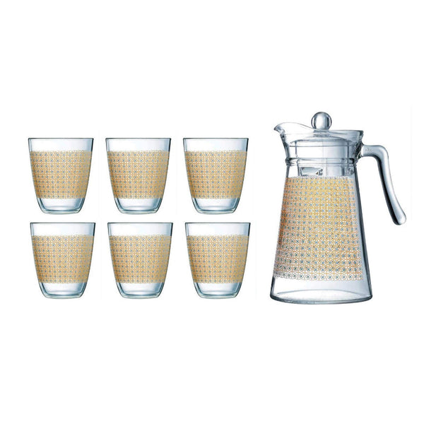 Luminarc Drink Set Neo and Kone Galaxy Gold 7 pcs Set - Salman Stores
