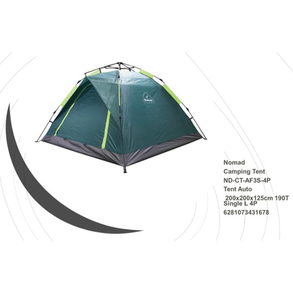 Nomad Tent Auto 200x200x125cm 190T Single L 4 Person ND-CT-AF3S-4P - Salman Stores