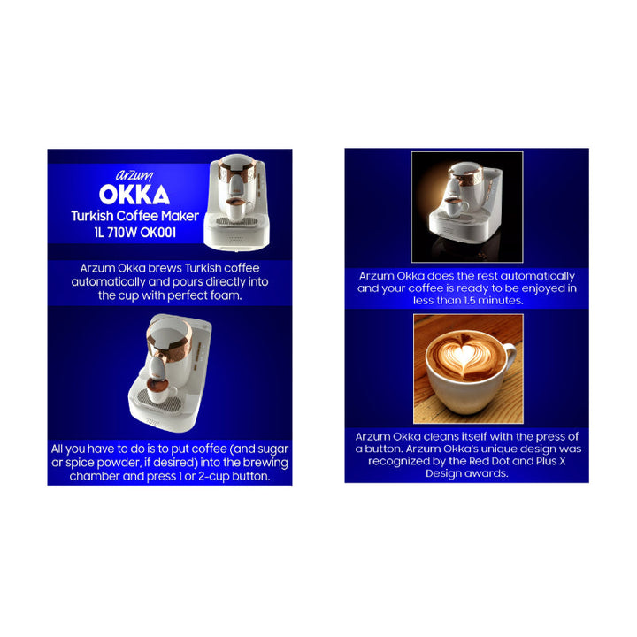 Arzum Okka 1 Turkish  Coffee Machine White Copper OK001-W - Salman Stores