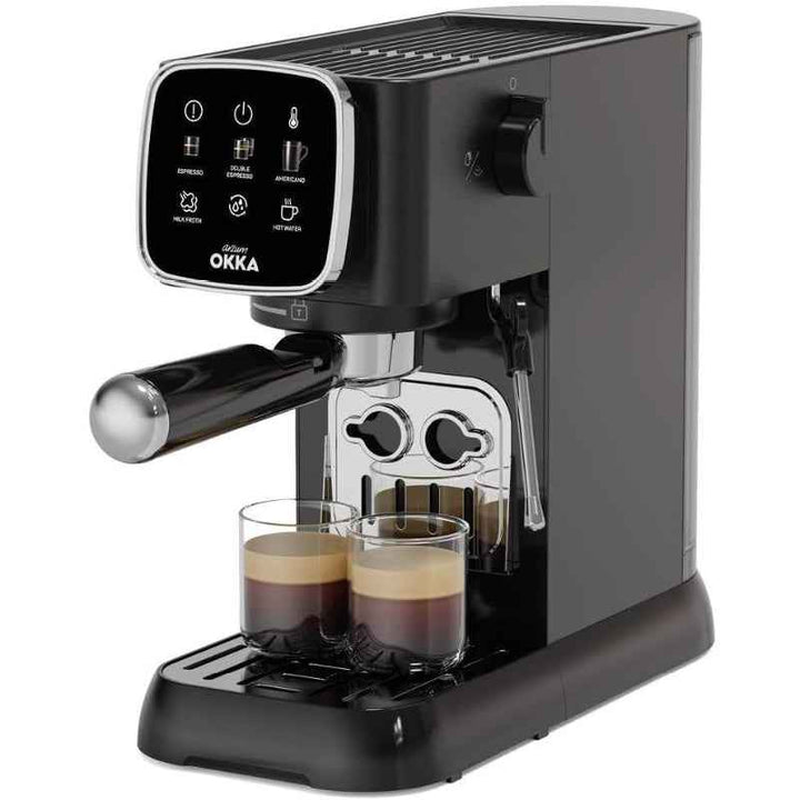 Arzum OKKA Solo Semi Automatic Espresso Machine 1.1 Liter Water Tank OK0034-0554 Black Chrome