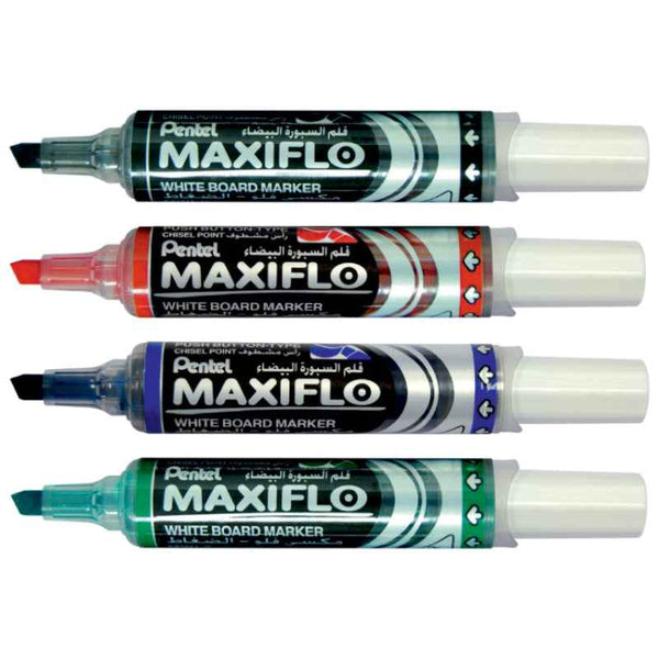 Pentel Maxiflo Whiteboard Marker Set of 4 Colors PE-MWL6-04