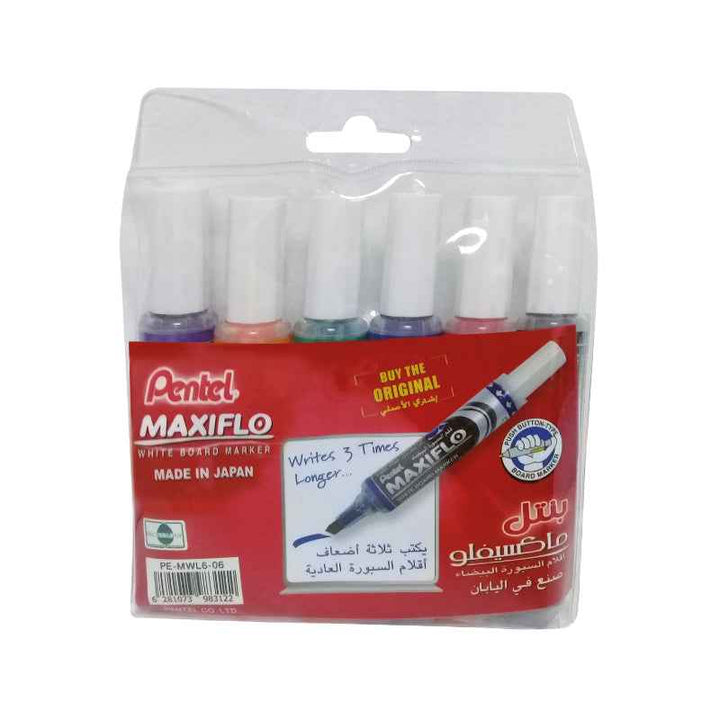 Pentel Maxiflo Whiteboard Marker Set of 6 Colors PE-MWL6-06