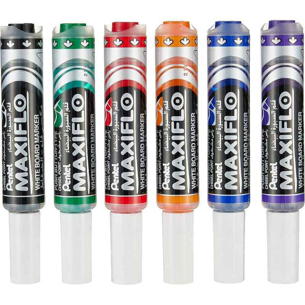 Pentel Maxiflo Whiteboard Marker Set of 6 Colors PE-MWL6-06