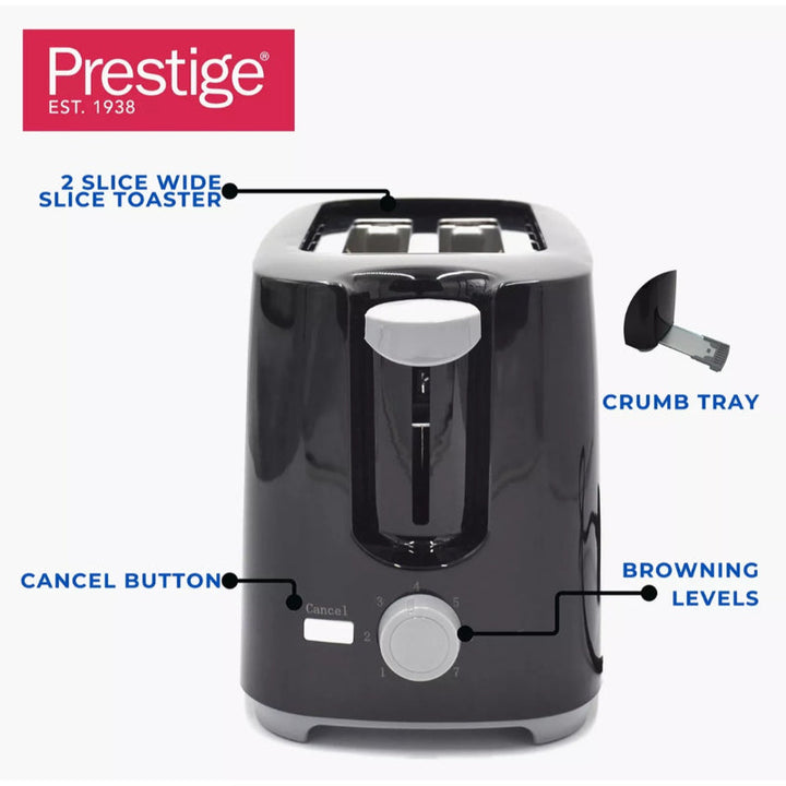 Prestige 2 Slice Toaster Black Plastic 700 W PR81534 - Salman Stores