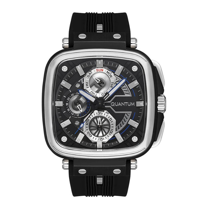 Quantum Men Black Silicone Analog Black Dial Square Watch PWG1014351 - Salman Stores