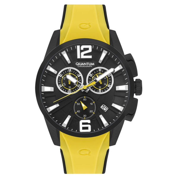 Quantum Men Yellow Silicone Analog Black Dial Watch PWG1076654 - Salman Stores