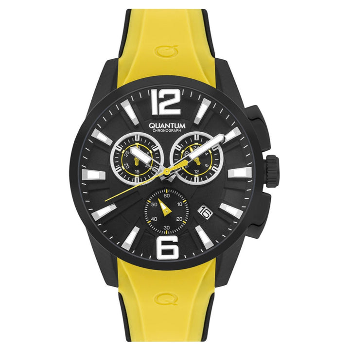 Quantum Men Yellow Silicone Analog Black Dial Watch PWG1076654 - Salman Stores