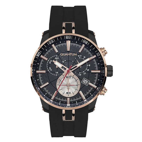 Quantum Men Black Silicone Analog Black Dial Watch PWG560661 - Salman Stores