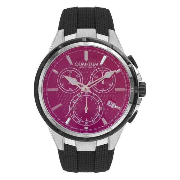 Quantum Men Black Silicone Analog Pink Dial Watch PWG953351 - Salman Stores