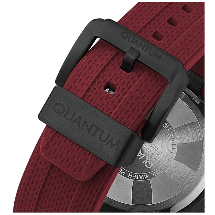 Quantum Men Red Silicone Analog Black Dial Watch PWG953868 - Salman Stores
