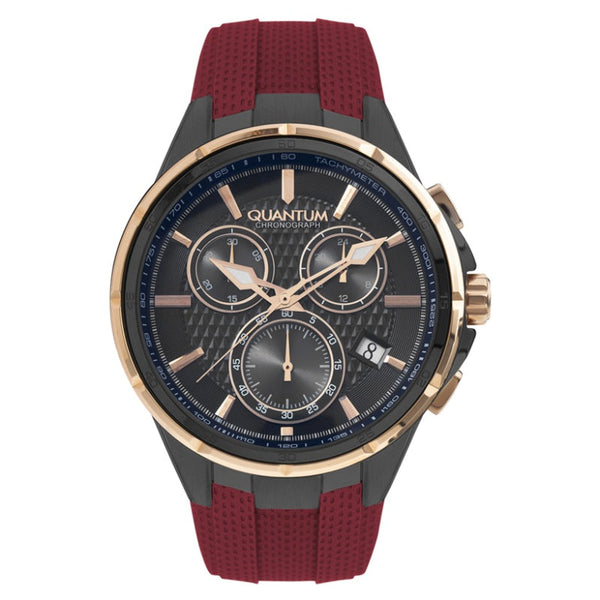 Quantum Men Red Silicone Analog Black Dial Watch PWG953868 - Salman Stores