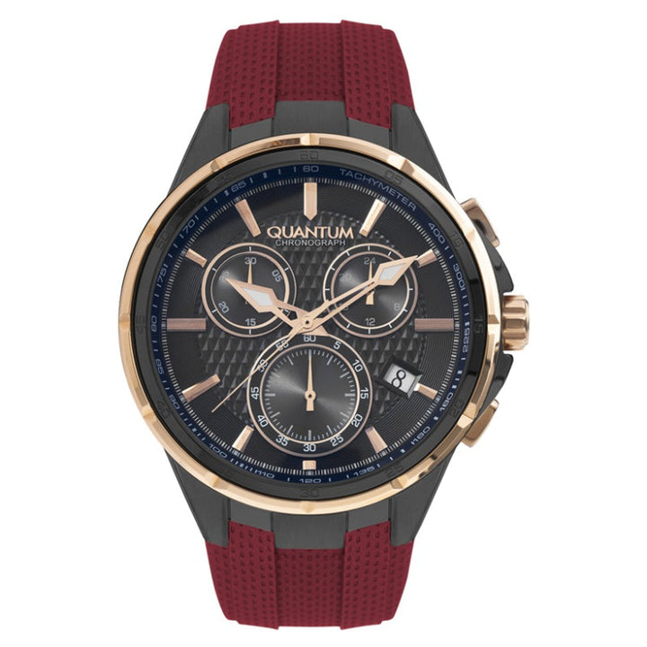 Quantum Men Red Silicone Analog Black Dial Watch PWG953868 - Salman Stores