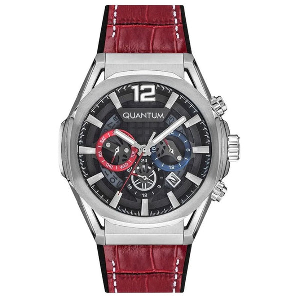Quantum Men Maroon Silicone Analog Black Dial Watch PWG970358 - Salman Stores
