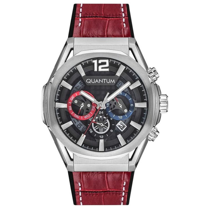 Quantum Men Maroon Silicone Analog Black Dial Watch PWG970358 - Salman Stores