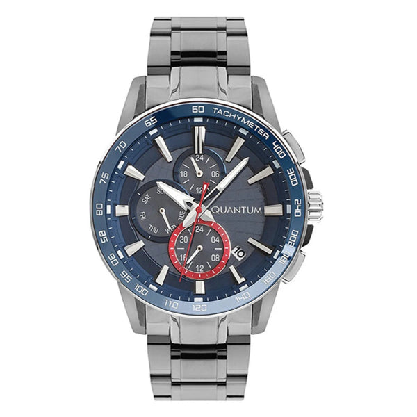 Quantum Men Silver Stainless Steel Analog Blue Dial Watch PWG993390 - Salman Stores